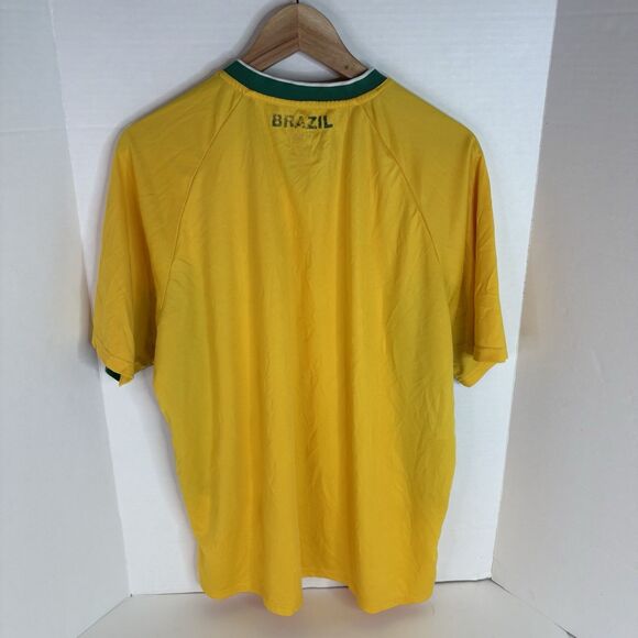 Brazil Soccer Jersey, XL, Rhinox, Yellow And Green, V Neck, Logo - Picture 3 of 6